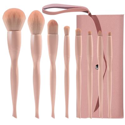 China Angular Blush 8pcs Candy Color Makeup Brush Set Pink Foundation Makeup Brush Private Label for sale