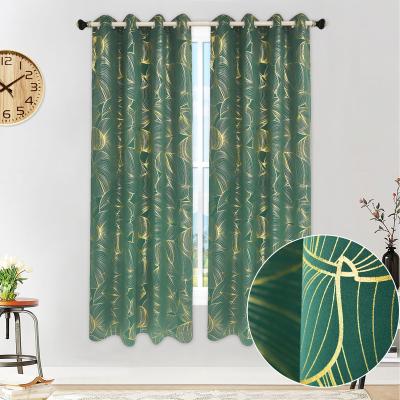 China Wholesale Modern Foil Print Green Leaf Curtain, Living Room Foil Print Curtain, Window Foil Print Curtain for sale