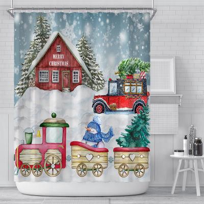 China Wholesale Modern Digital Printing Design Christmas Waterproof Shower Curtain, Waterproof Bathroom Curtain for sale