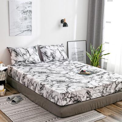 China Viable Wholesale Marble Sheet Bedding Sets, Marble Printing Sheets Bedding Sets, US UK Size Bedding Set Fitted Sheet for sale