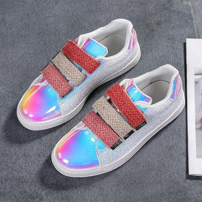 China Hot Selling Shiny Women's Fashion HOOK&LOOP Panel Shoes Amazon Style Brand Sneakers OEM Customization Sports Shoes/Sneakers Casual Shoe for sale