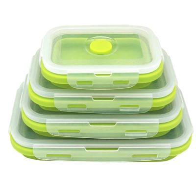 China Viable Collapsible Portable Silicone Food Storage Containers Set Collapsible Lunch Box With Lids for sale