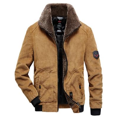 China 2021 Winter Corduroy Bomber Jacket Collar Turn-Down Waterproof Heavy Parka Men Solid Formal Windproof Jaket for sale