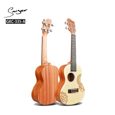 China Engraving Top Model Wholesale OEM Brand Concert Ukulele From China Factory for sale