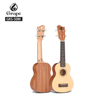 China Cheap 21 Inch Matt Spruce Wooden Ukulele OEM Wholesale Optional Colors Matt Ukulele For Beginner for sale