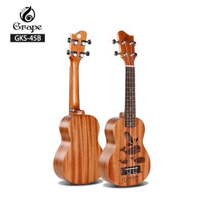 China Matt finished Grape brand ukulele porcelain 21 inch soprano mahogany mahogany ukulele wholesale for beginner for sale