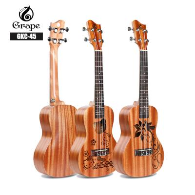 China Satin Finished Popular Ukulele 2021 Custom Engraving 24 Inch Concert Ukuleles From China Factory for sale