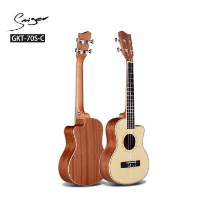 China Economic factory ukelele series ukulele solid spruce cut vines ukulele cut tenor in stock for sale