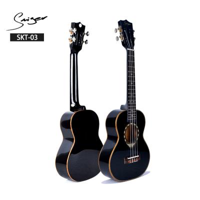 China OEM high gloss finish top logo ukulele fir tenor guitar string China 4 string ukulele inlay pearl pick up ukulele for sale