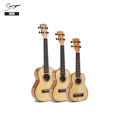 China Custom Made High Quality Solid Top Ukulele OEM Solid Spruce Top Flamed Ukulele for sale