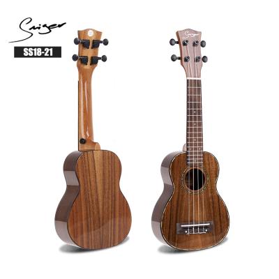 China High Gloss Finish Ukulele OEM Koa Handmade Solid Ukulele Soprano 21 for sale