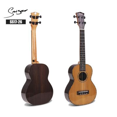 China High Gloss Finish Ukulele Cedar 26inch Solid Ukulele Tenor Mounted Wood Ukulele Grade Customized Logo 26 Inch Height Available for sale