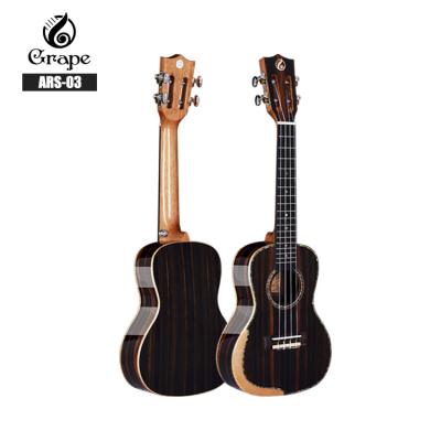 China High Gloss Armrest Ukulele Size Quality All Grade AA EBONY BODY 24 Inch Armrest Ukuleles for sale