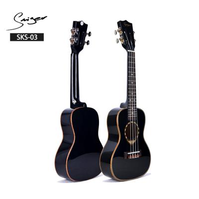 China High Quality Black Color Soprano Ukulele Musical Instrument Ukulele High Gloss Finish for sale