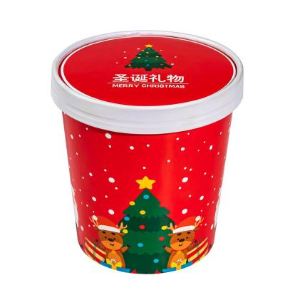 China Recyclable Factory Custom Christmas Gift Box Packaging Round Barrel Paper Gift Box Snack Storage Box for sale