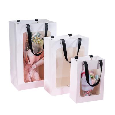 China Supermarket Recyclable Portable Shopping Bag Gift Packaging Bag With Window for sale