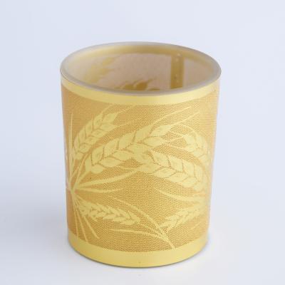 China Home Decoration Candle Container Valentine's Day Candle Jars Etching Polishing Beautiful Hot Sale Glass Tea Light Holder Home Decoration for sale