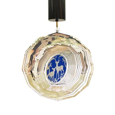 China 3D Xmas Home and Shop Decor Battery Operated Motor Spin Ornament Stainless/Brass Hanging Decoration Supplies Silk Screen Printing for sale