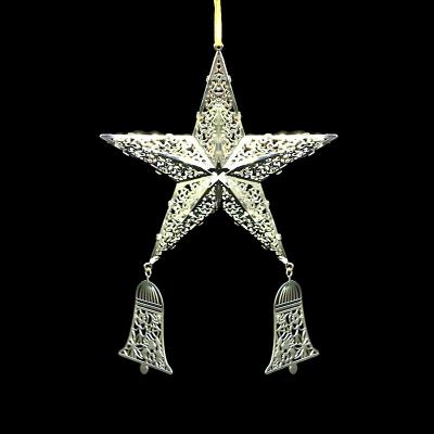 China FASHION Xmas Tree Top Size Large Metal Star Decoration For Home Decor Natural Pine Cones 3D Anise Star Hanging Ornaments for sale