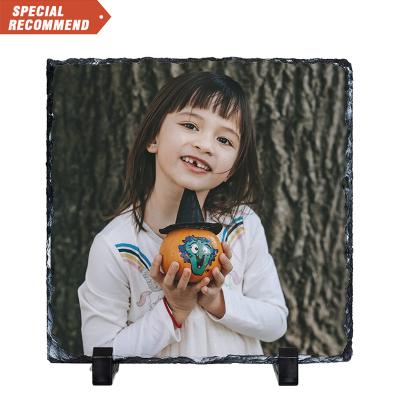 China Europe New Design 15*20cm High Quality Sublimation Blank Rock Stone Photo Slate Frame Customized Printing for sale