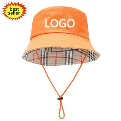 China Free Shipping Japan And Korean Style Custom Logo Baby Summer Baby Sun Hat Simple White Bucket Hats With String for sale