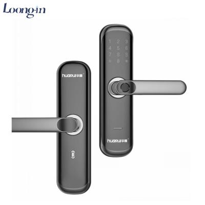 China Blue Zinc Aluminum Alloy Fingerprint Password NFC Tooth Open Tuya Tinylock TTlock App Control Smart Door Lock for sale