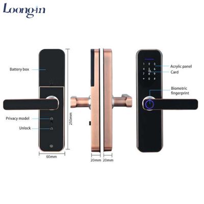 China ttlock Smart APP Tuya Card Code Password Fingerprint Aluminum Alloy Factory Price Wifi Remote Control Fingerprint Door Lock for sale