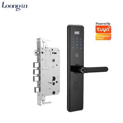 China Tuya Zinc Alloy Zinc Alloy Keyless App Fingerprint Digital Door Lock Password Card Code Smart Lock for sale