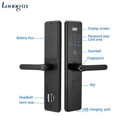 China Fingerprint Zinc Alloy Password NFC Blue Tooth Zigbee Open Tuya Tinylock TTlock App Control Smart Door Lock For Hotel/Home for sale