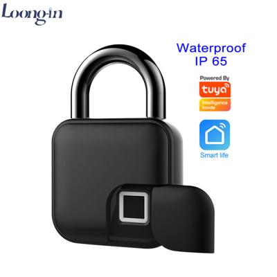 China Zinc Alloy Fingerprint Smart Blue Waterproof Portable Lock Security Padlock Anti-theft Padlock For Suitcase and Bag for sale