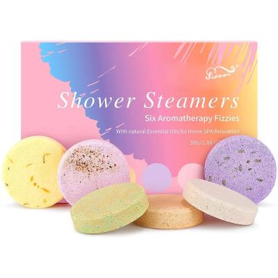 China Power Relaxation Home Spa Shower Fizzers Melts Vapor Gift Aromatherapy Vapors Tablets 6pcs Handmade Shower Fizzers Gift for sale