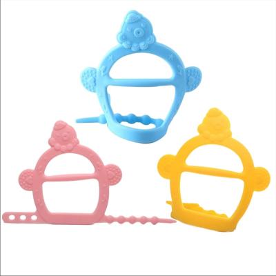 China Soft Toy 2022 Creative Baby Silicone Infant Teether Cartoon Straps Bracelet Teething Teether Toy Anti Eating for sale