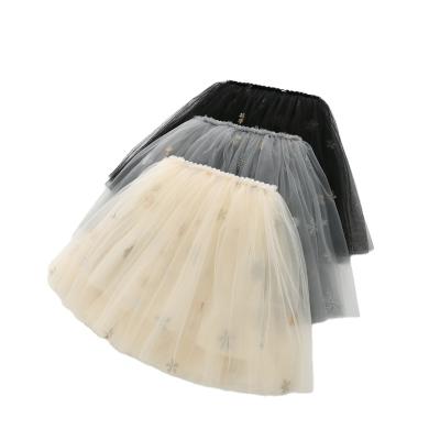 China 2022 New Anti-wrinkle Children's Skirt Embroidered Glitter Sequin Skirt Mesh Girls Princess Mini Skirt Pink Tutu for sale