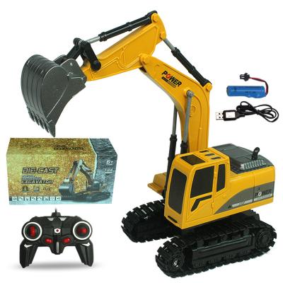 China RC model alloy remote control excavator 6 channel electric chargeable plastic construction truck toys for sale