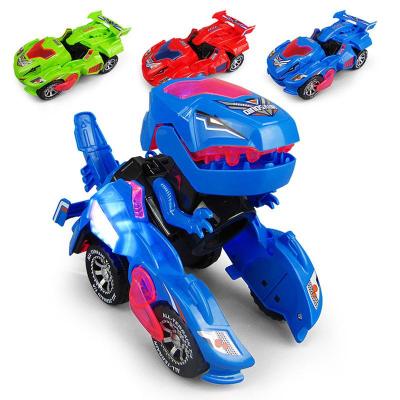 China Friction toy 2021 fashion car small LED dinosaur stretching toy transform plastic die-casting vehicle car for sale