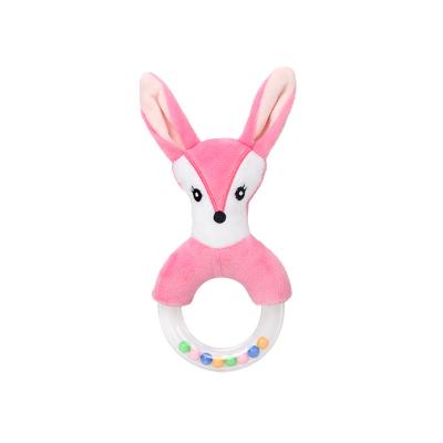 China Cute Soft Baby Plush Handing Rattle Cartoon Rabbit Animal Fox Infant Interactive Learning Charts for sale