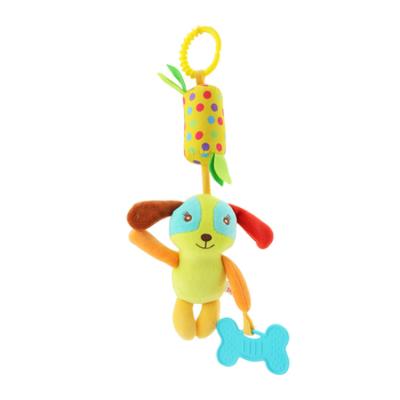 China New Design Soft Cartoon Hanging Shaking Bell Dog Baby Rattle Music Educational Toys for Baby for sale