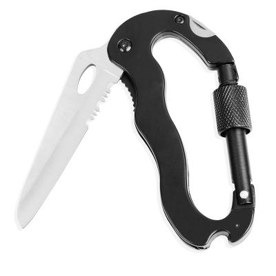 China outdoor hiking & camping & Multifunctional Travel EDC Carabiner With Folding Knife Outdoor Carabiner For Camping Hiking for sale