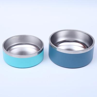 China Automatic Double Wall 16oz 32oz 64oz Powder Coated Stainless Steel Dog Bowl Reasonable Price Good Pet Water Bowl for sale