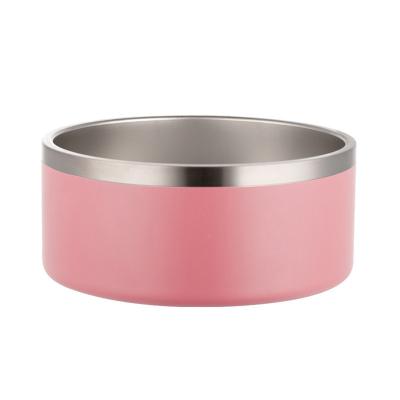 China Automatic Pink Color Powder Coated Doubl Wall Stainless Steel Pet Water Feeding Bowl for Dog and Cats for sale