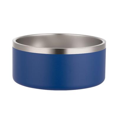 China Automatic Double Wall Dog Food Coated Dark Blue Cheap Price Stainless Steel Powder Feeding Dish Water Bowl for sale