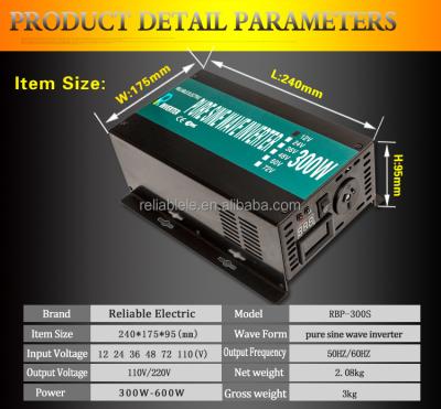 China Factory Price CE EMC Approved Pure Sine Wave 300W Solar Inverter 255*205*90mm for sale