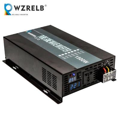 China 1500w 1.5kw 12v dc to 230v 240v ac off grid power single phase pure sine wave inverter with LED display 360*205*90mm for sale