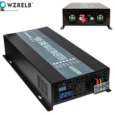 China 4000W 4kw 12v dc to 230v 240v ac off grid power single phase pure sine wave inverter with LED display 550*240*95mm for sale