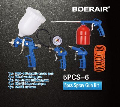 China Professional Paint Spray Gun Compressor 5PCS Spray Gun Kit for sale