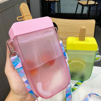 China Lady Fashion Cute PVC Straw Popsicle Cup Water Bottles 300ml Female Plastic Girls Drink Purse Handbag for sale