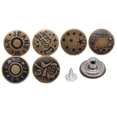 China Dry Cleaning Factory Brass Copper Metal Metal Don't Logo Button Don't Stitch 'The Hand Fall Gold Firm Not Easy Jeans Button for sale