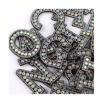 China Fashion self-adhesive English handmade 26 holes patch rhinestone letters decorative hat new bags patch pattern trend patches for sale