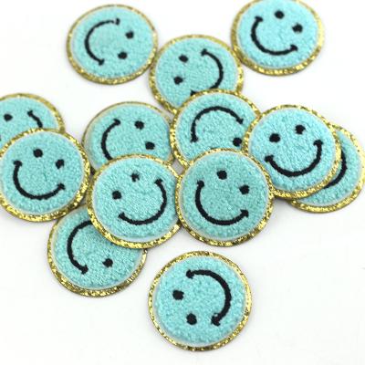 China Self Adhesive Clothing Bags Self Adhesive 2022 Shoes And Hats Diy Decoration Chenille Cartoon Sequin Patches Smiley Face Patches Smile Patches for sale