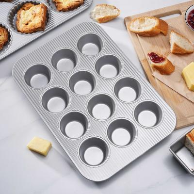 China New Customized Viable Silver Deep Rectangular 2 Piece Cupcake Muffin Pan Set for sale